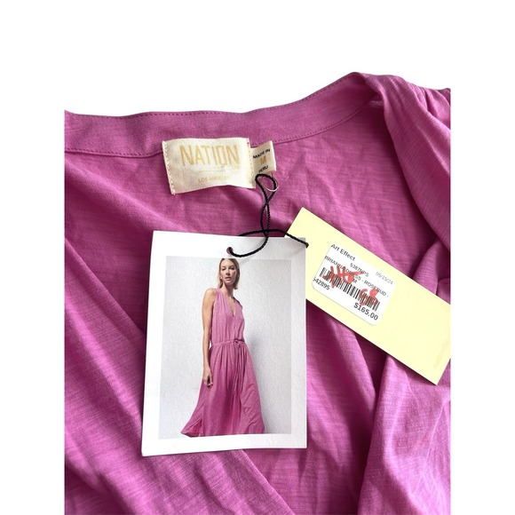 NWT Nation LTD Brianna Rosebud Pink Pima Cotton Midi Sleeveless Dress Sz M Beach - Picture 13 of 16